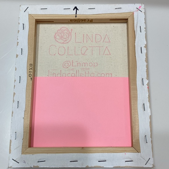 Original Abstract Purple & Pink Canvas Mixed Media Art Signed by Linda Colletta - Picture 6 of 7